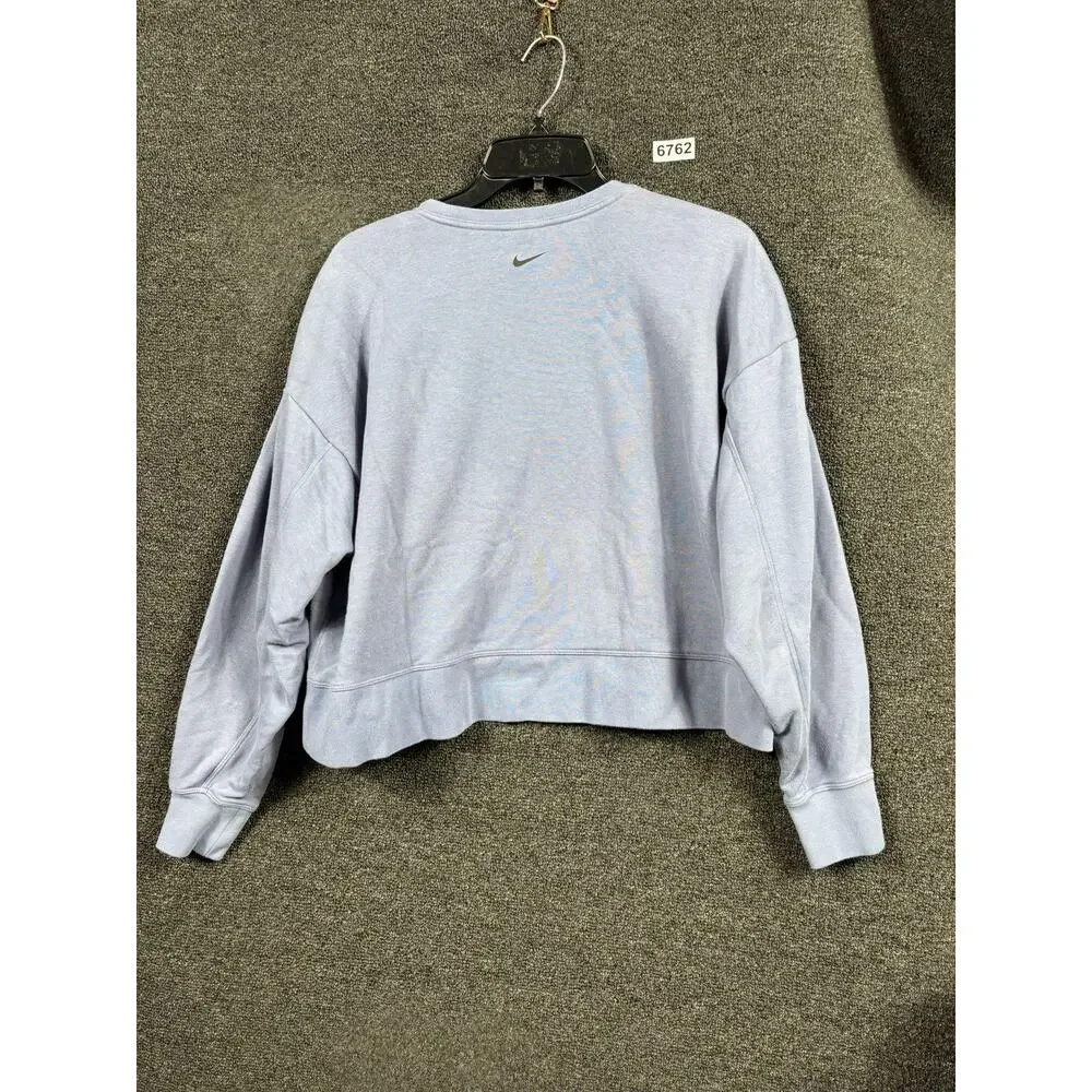 Nike Light Blue Cropped Sweatshirt with Glitter Swoosh